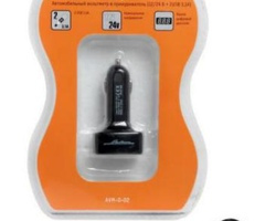 Вольтметр в прикуриватель 12-24V + 2USB 3,1А  Airline цифровой